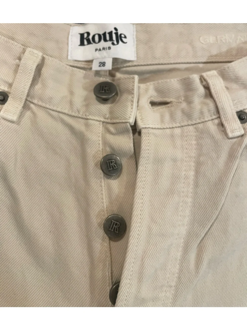 Rouje Straight Leg Jeans in Beige - Picture 2 of 7